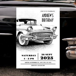 Retro classic Car heritage automotive Invitation