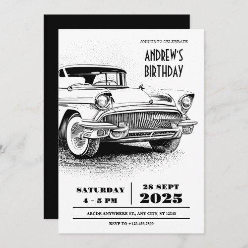 Retro classic Car heritage automotive Invitation