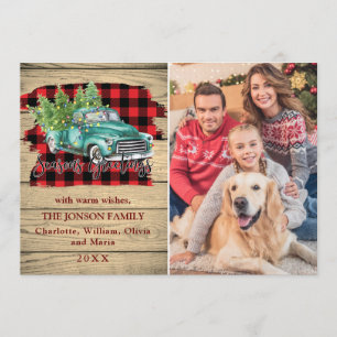 Retro Classic Christmas Truck Rustic Greeting Holiday Card