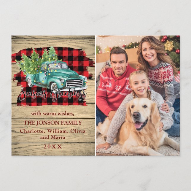 Retro Classic Christmas Truck Rustic Greeting Holiday Card (Front)