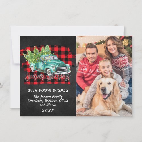 Retro Classic Christmas Truck Rustic Greeting Holiday Card