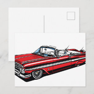 Retro Classic Convertible Side Pop Art Postcard