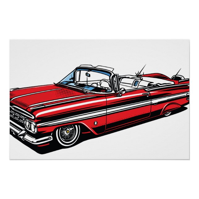Retro Classic Convertible Side Pop Art  Poster (Front)