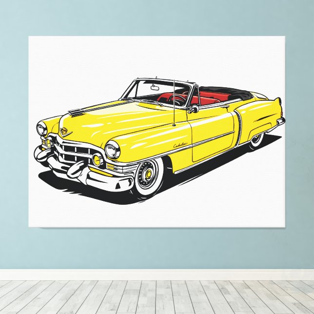 Retro Classic Convertible Side PopArt Canvas Print (Insitu(Wood Floor))