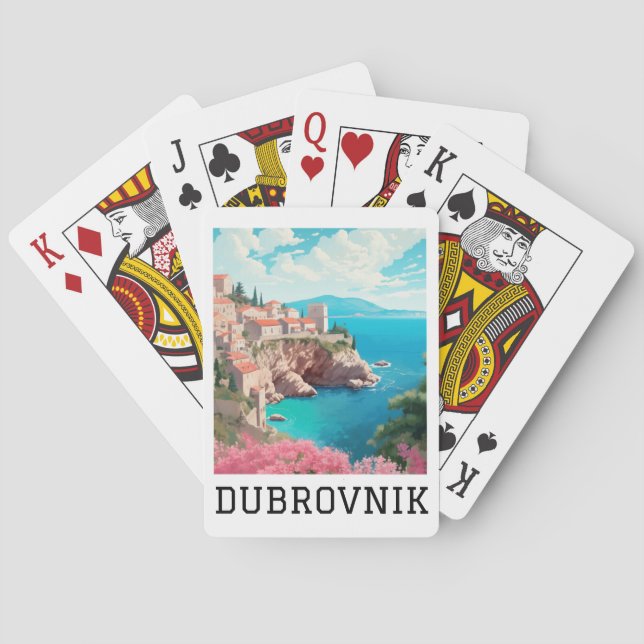 Retro Classic Dubrovnik Croatia  Poker Cards (Back)