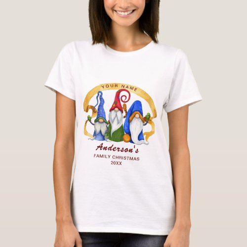 Retro Classic Family Gnomes Christmas  Holiday T_Shirt