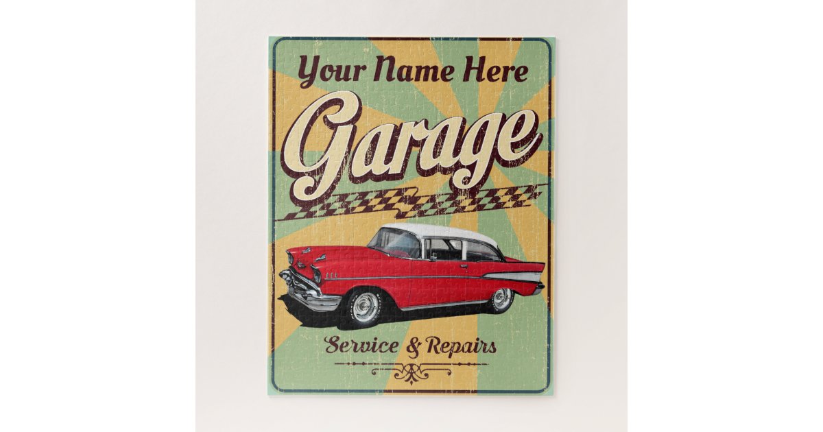 Retro Classic Garage Jigsaw Puzzle Zazzle