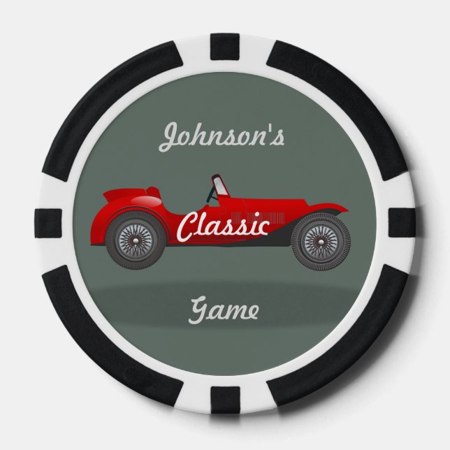 Retro Classic Green Personalized Car Poker Chips (Front)