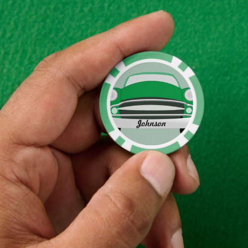 Retro Classic Green Personalized Car Poker Chips