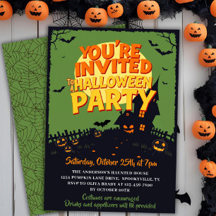 Retro Classic Haunted Graveyard Halloween Party Invitation