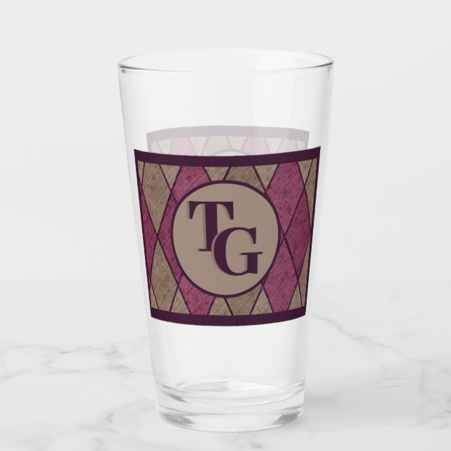 Retro Classic Purple Diamond Argyle Monogram Glass (Front)