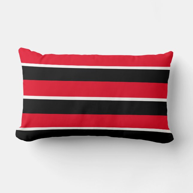 Retro Classic Red Black White Stripes  Lumbar Pillow (Front)