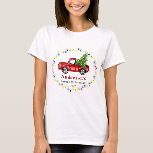 Retro Classic Red Christmas Truck Holiday T_Shirt