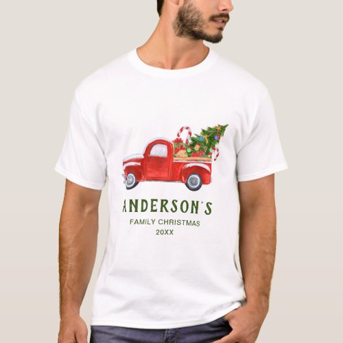 Retro Classic Red Christmas Truck Holiday T_Shirt