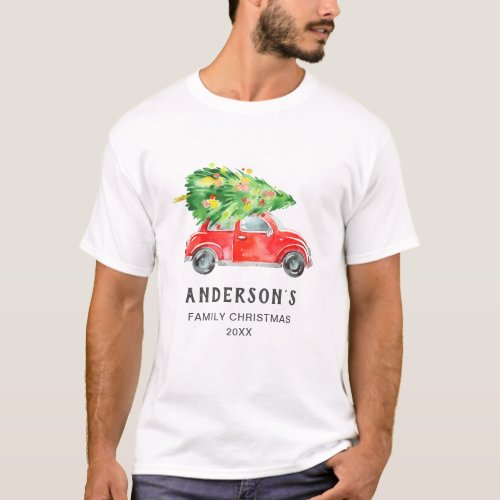 Retro Classic Red Christmas Truck Holiday T_Shirt