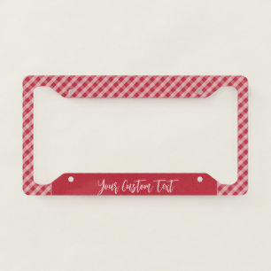 Retro Classic Red Gingham Checkered Pattern License Plate Frame
