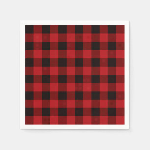 Retro classic red plaid pattern paper napkins
