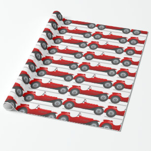 Retro Classic Red Race Car Gift Wrapping Paper