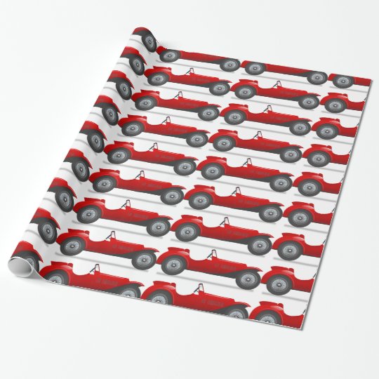Retro Classic Red Race Car Gift Wrapping Paper