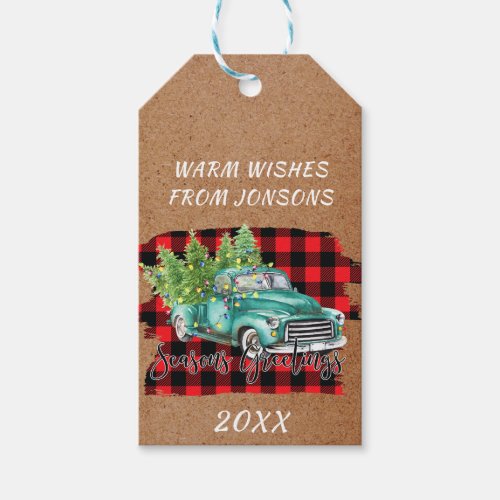 Retro Classic Rustic Christmas Farm Truck Holiday Gift Tags