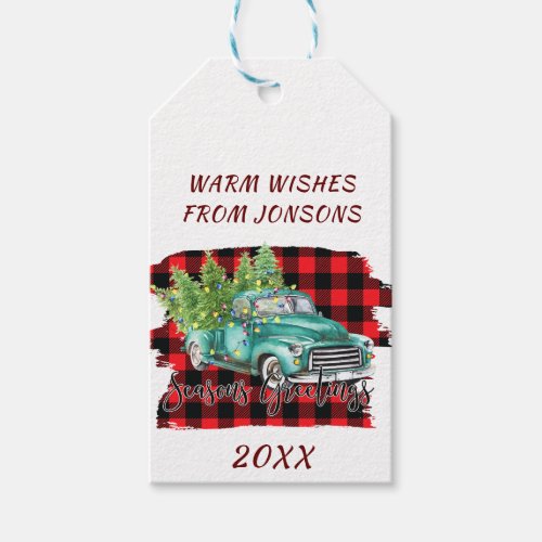 Retro Classic Rustic Christmas Farm Truck Holiday Gift Tags