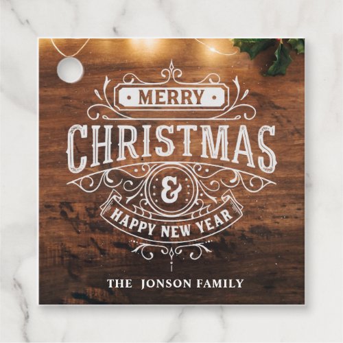 Retro Classic Rustic Merry Christmas Holiday Favor Tags