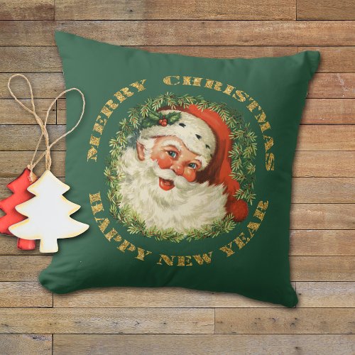 Retro Classic Santa Claus Throw Pillow