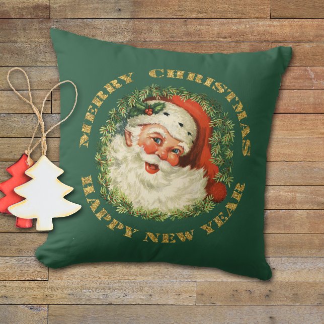 Retro Classic Santa Claus Throw Pillow (Creator Uploaded)