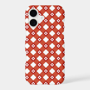 Retro Classic Summer Daisy Red Check Plaid Pattern iPhone 17 Case