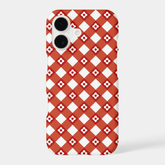 Retro Classic Summer Daisy Red Check Plaid Pattern iPhone 17 Case