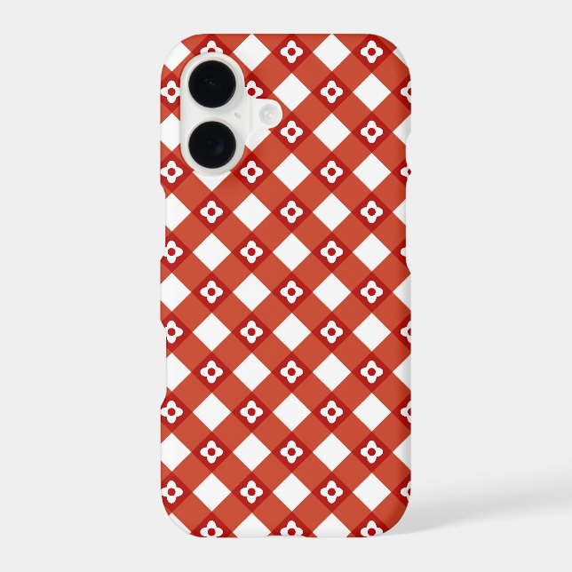 Retro Classic Summer Daisy Red Check Plaid Pattern Iphone Case (Back)
