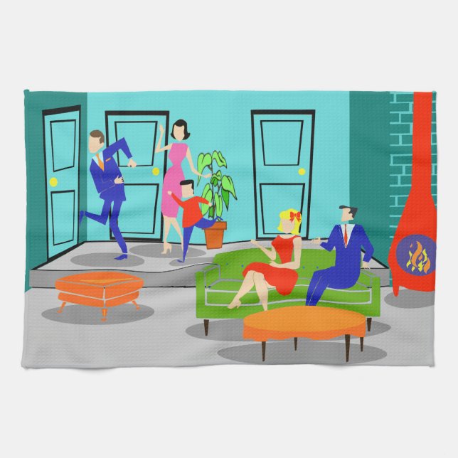 Retro Classic Television Kitchen Towel (Horizontal)