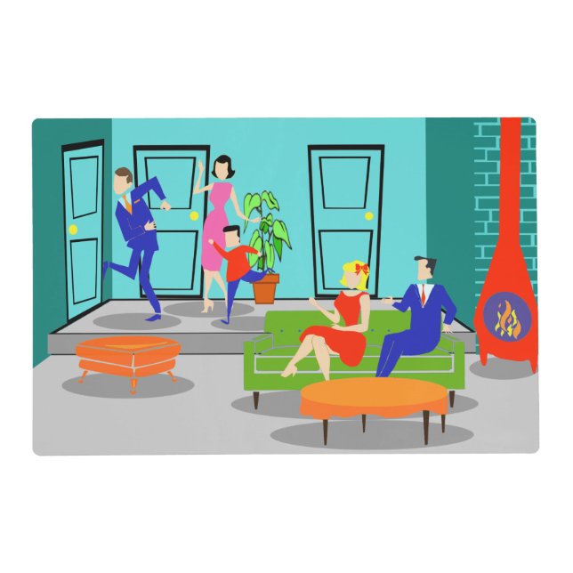 Retro Classic Television Laminated Placemat (Front)