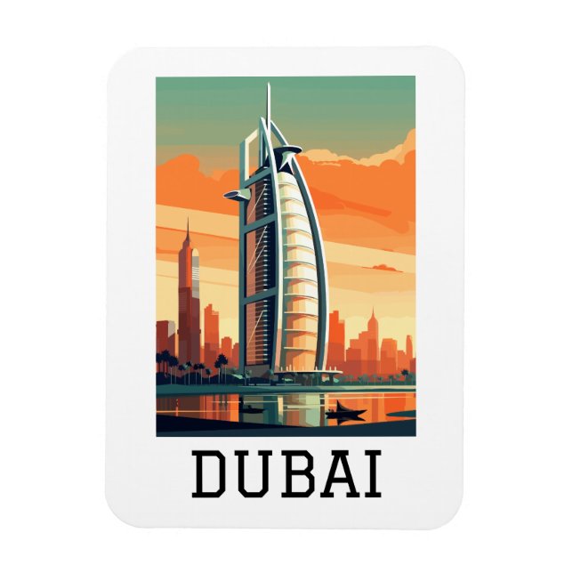 Retro Classic Travel Dubai UAE  Magnet (Vertical)