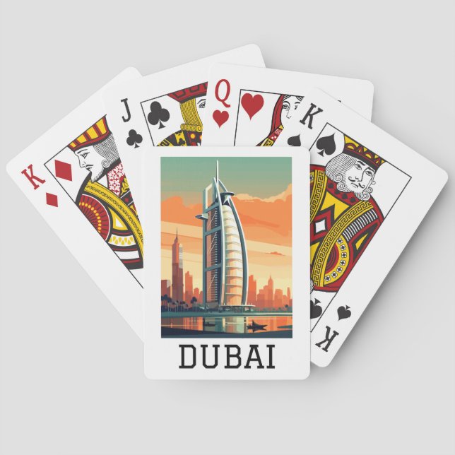 Retro Classic Travel Dubai UAE  Poker Cards (Back)