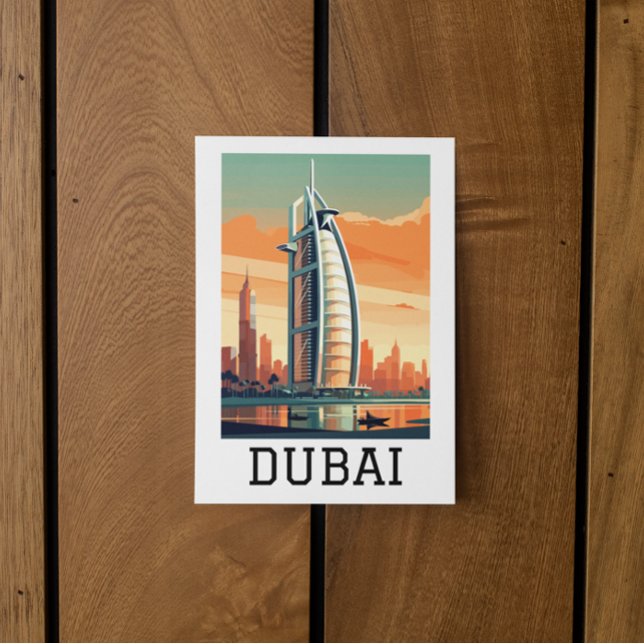 Retro Classic Travel Dubai UAE  Postcard (dubai uae retro vintage travel postcard)