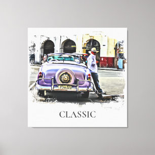 *~* Retro Classic Vintage Car Antique Man Canvas Print