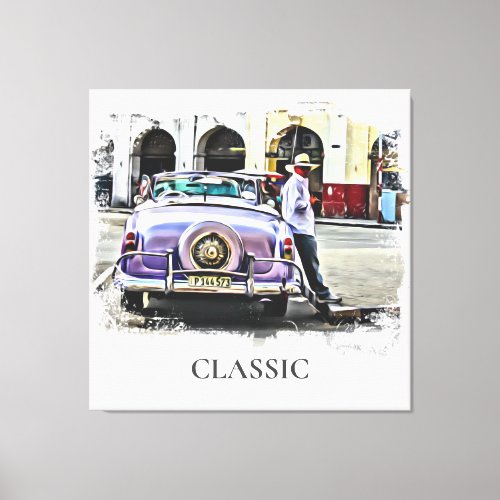  Retro Classic Vintage Car Antique Man Canvas Print