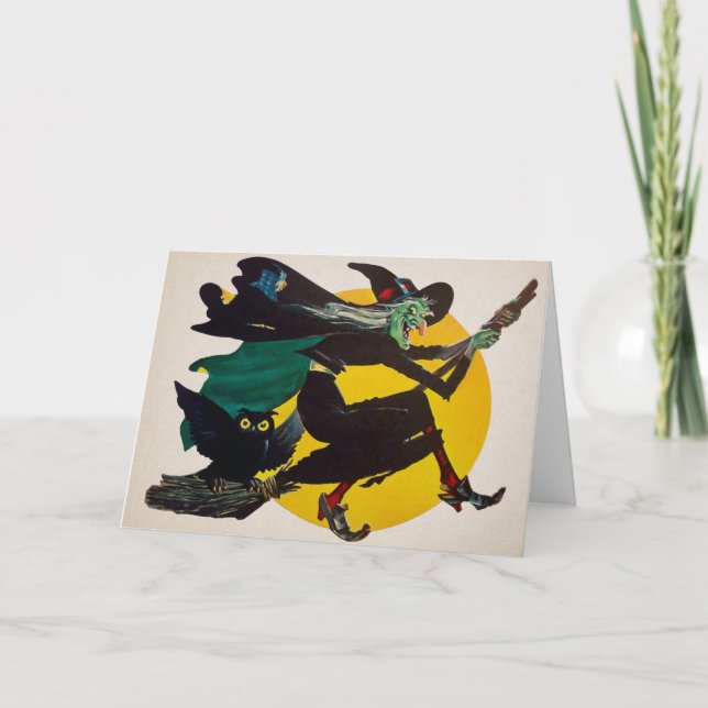 Retro Classic Witch Halloween Card (Front)