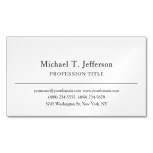 Retro Classical Elegant Plain Simple Black & White Business Card Magnet