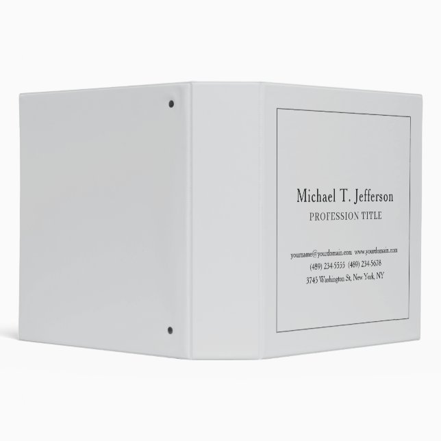 Retro Classical Elegant Plain Simple Grey 3 Ring Binder (Background)