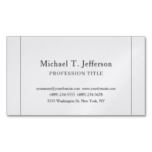 Retro Classical Elegant Plain Simple Grey Business Card Magnet