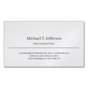 Retro Classical Elegant Plain Simple Grey Business Card Magnet