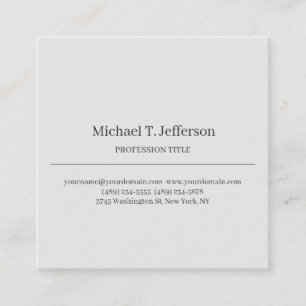 Retro Classical Elegant Plain Simple Grey Square Business Card