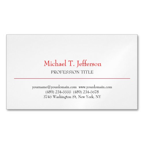 Retro Classical Elegant Plain Simple Red White Business Card Magnet