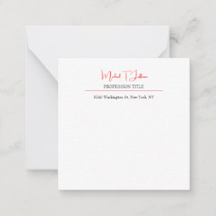 Retro Classical Elegant Plain Simple Red White Note Card