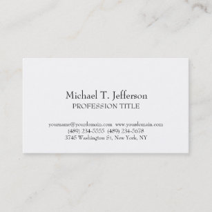Retro Classical Elegant Plain Simple White Business Card