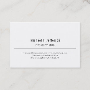 Retro Classical Elegant Plain Simple White Business Card