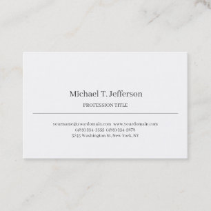 Retro Classical Elegant Plain Simple White Business Card