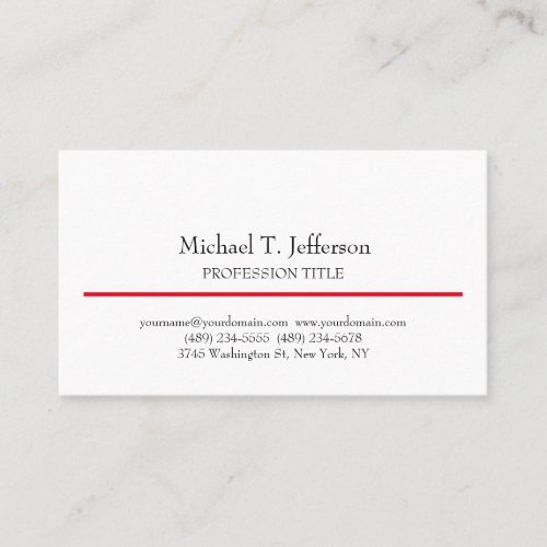 Retro Classical Elegant Plain Simple White Business Card